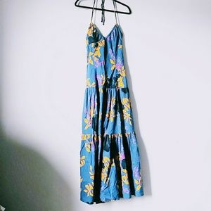 5/$15 H&M US 6 Blue Floral Long Halter Maxi Dress